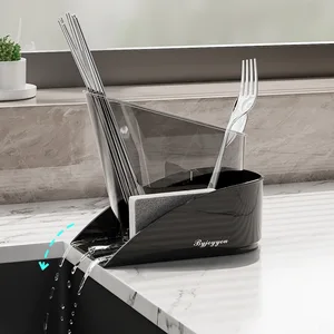 Multifunctional Tableware Standing Type Storage Rack Sink Side Bucket Organizer Countertop Drain Chopstick Holder