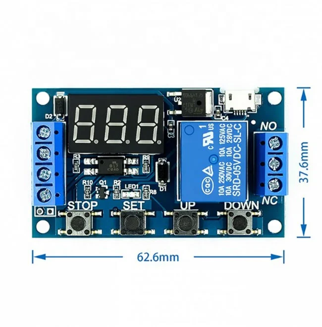XY-J02 リレーモジュール - 遅延電源オフ、トリガー遅延、USB接続