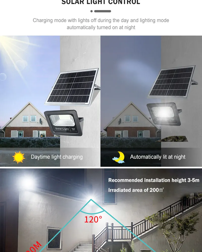 High quality solar led flood light ip67 waterproof led solar flood light outdoor 25W 40W 60W 100W 200W solar flood light
