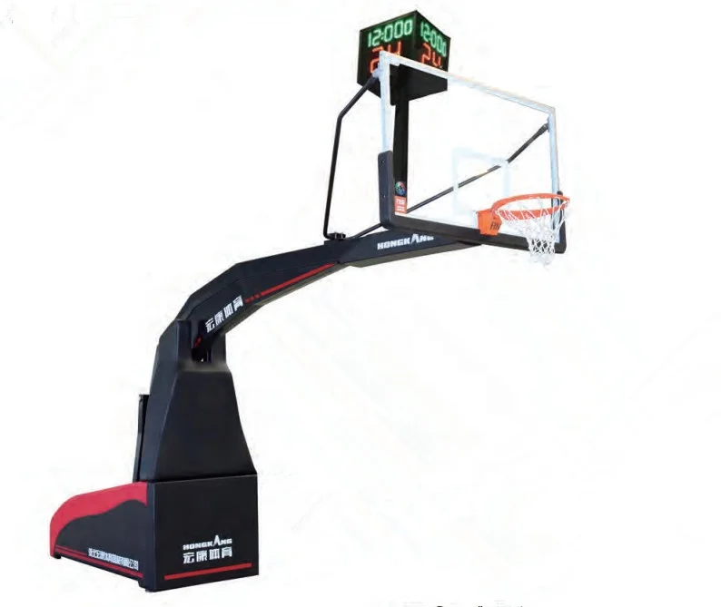 Hongkang Fiba Approved Movable & Foldable Manual Hydraulic Basketball