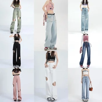 High Quality Women's Denim Hole Skinny Stretchy Pencil Plus Size Jean Pants High Waist Jeans For Women