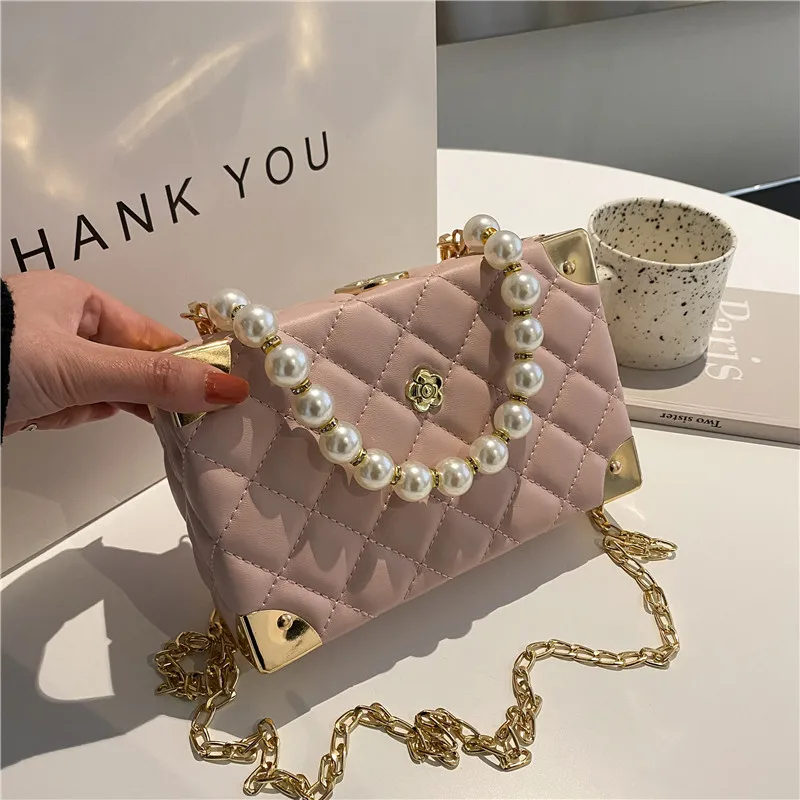 Trendy Thread Box Purse Lady Rhombus Chain Pearl Korean Handbag Sequins Evening Party Bags Buy Sequins Evening Bag Party Bags Evening Korean Handbag Product on Alibaba