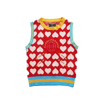 Best-Selling Breathable Outer Wear O-Neck Sleeveless Sweater Love Pattern Vest Sweater