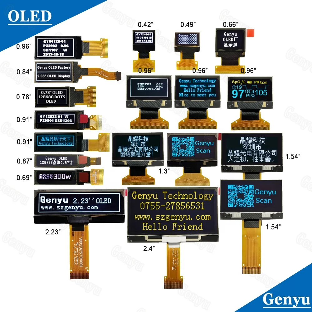 White Blue Yellow Oled I2c Spi 128x32 128x64 256x64 Ssd1306 0.91 0.96 1