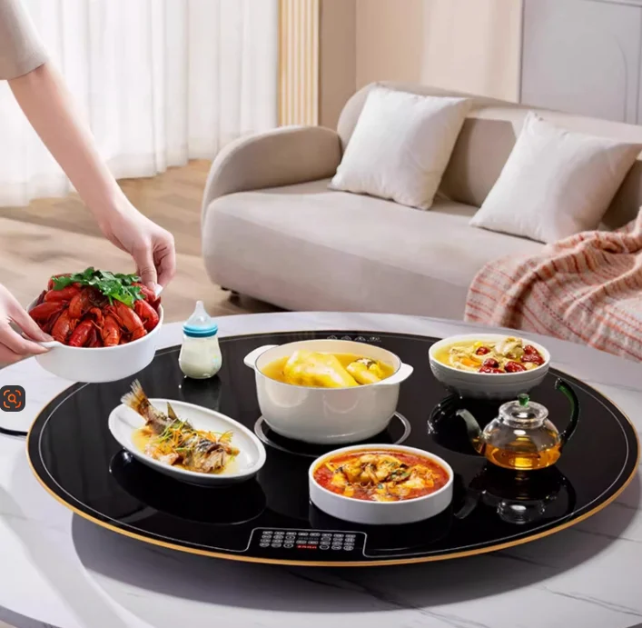 Multifunctional Round Rice Warming Plate Dining Table Heating Ultra-thin Electric Rotating Household Intelligent Warming Plate 2