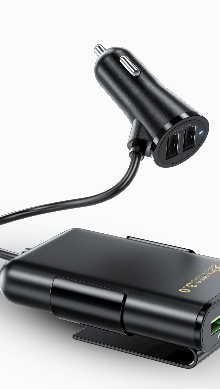 36w Qc3.0 Car Fast Charger Charging 4 Port Usb 5v 3.1a 5v2.4a*2 5.6ft