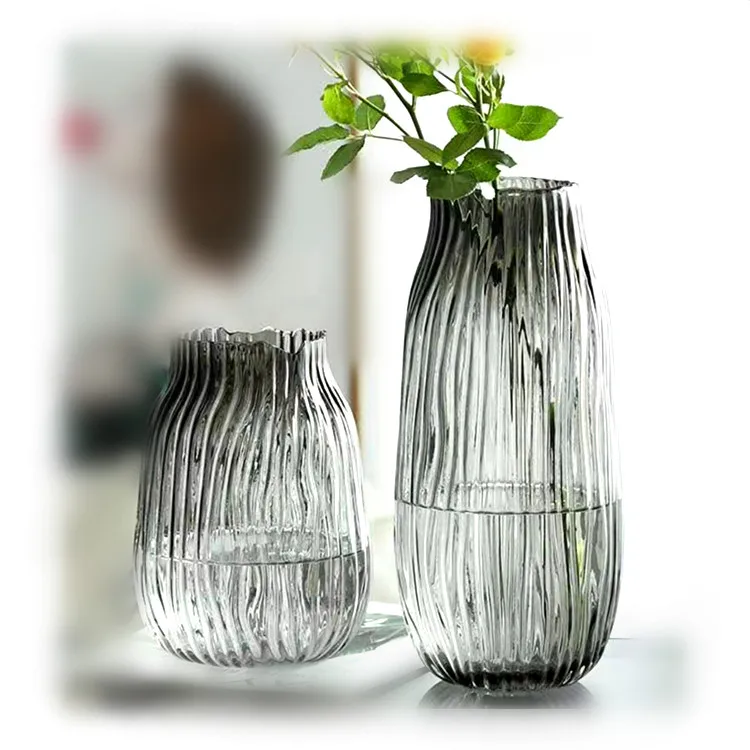 Colorful Sliver Modern Vintage Blue Glass Vase for Home
