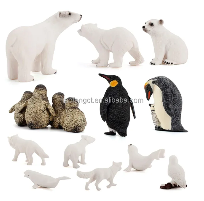 Gadpiparty 12 Unids Oso Polar Figuritas Juguete Set Realista Plástico Animales Polares Figuras Familia Set Juguete Educativo Cake Toppers Regalos de Cumpleaños 