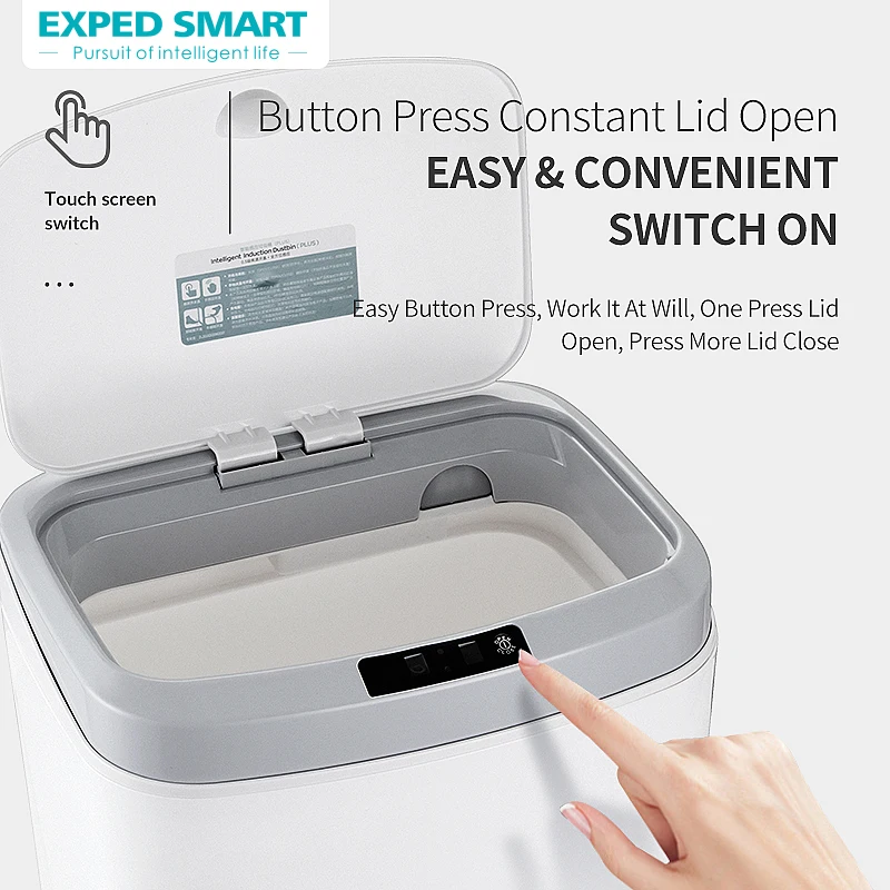 16L Intelligent Induction Automatic Sensing Trash Can Smart Dustbin Trash Bin Living Room Rubbish Office Smart Electric with Lid