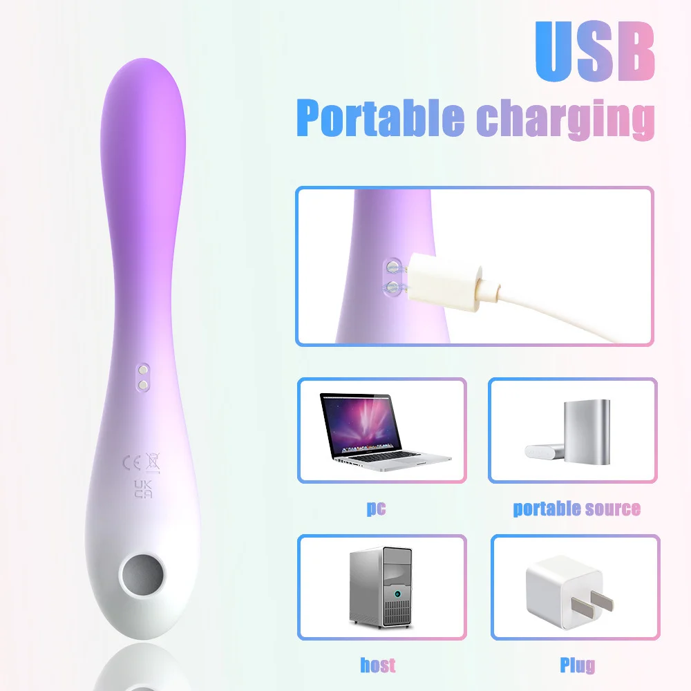 Gradient Color Girls Fashion Vibrating Wand 10 Function Modes for Women Pussy Massage Sucking Vibrators