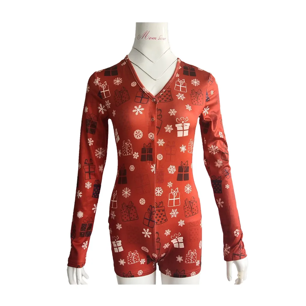 Высококачественная пикантная Рождественская Пижама на заказ для взрослых комбинезон женская одежда сна