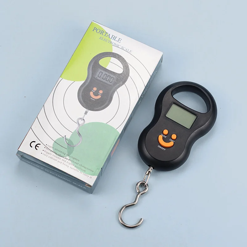 Báscula Electrónica Portátil en Oferta, Báscula Colgante Portátil con Forma de Calabaza Sonriente, Mini Báscula de Equipaje de Plástico de 50 kg