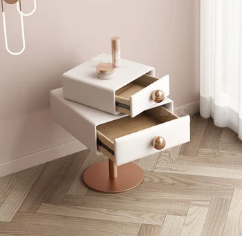 Smart Multifunction Nightstands Cream Style Minimalist Cream Style Creative Rotatable Children's Bedside Table