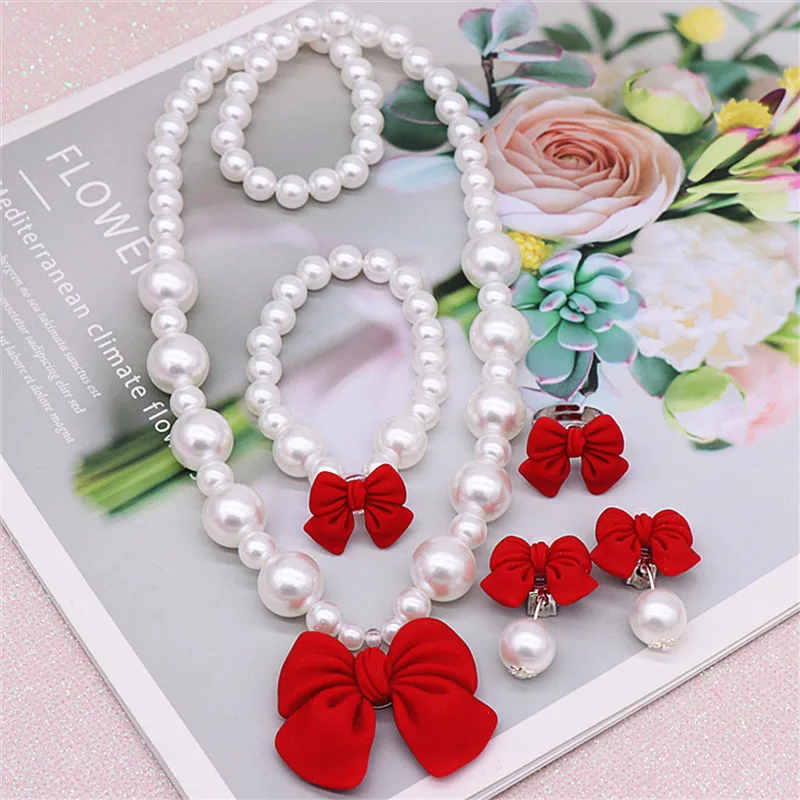 Pearl Jewelry Set, Pearl Flower Girl Jewelry Set, Pearl Bridesmaid Jewelry, Christmas hot Gift, Pearl Childrens Jewelry, Kids Gifts