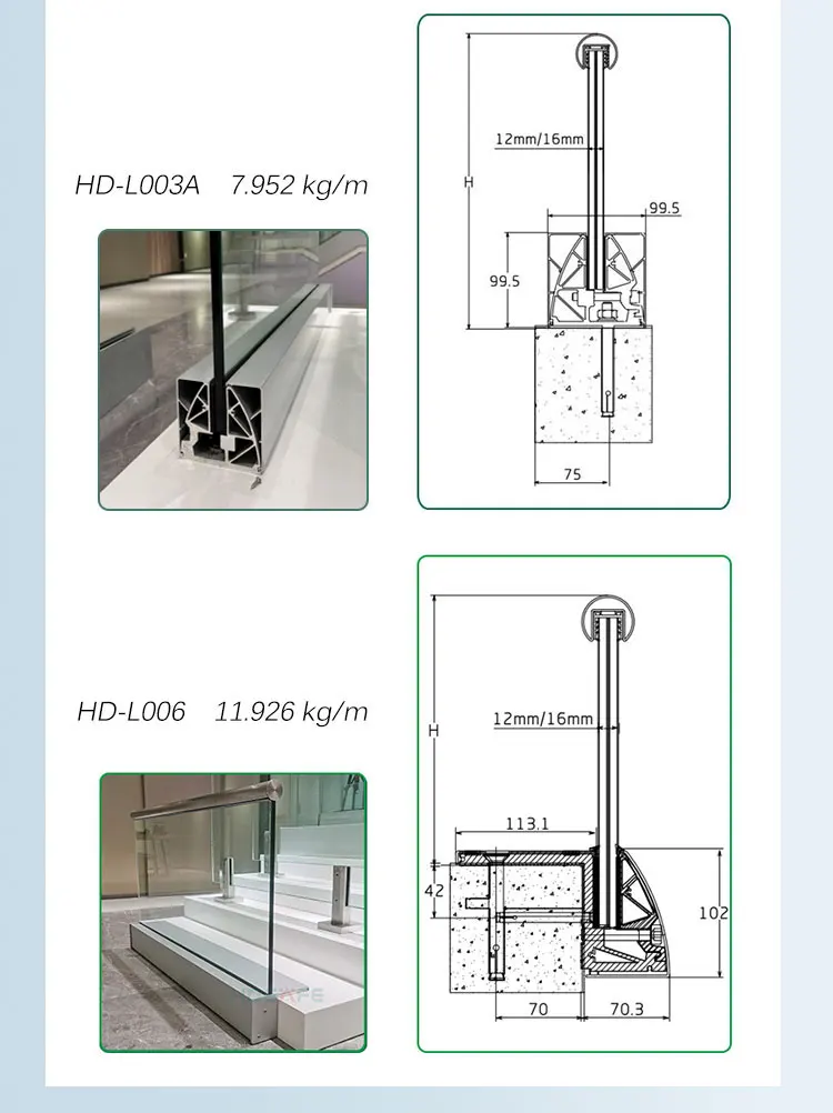 Hdsafe Outdoor Tempered Frameless Glass Balcony Aluminum Railing Clamps ...