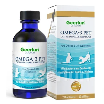 Natural Omega-3 Pet Supplements Unflavored Fish Oil Liquid for Cats And Small Breed Dogs EPA DHA Omega-3 Fluid Drops