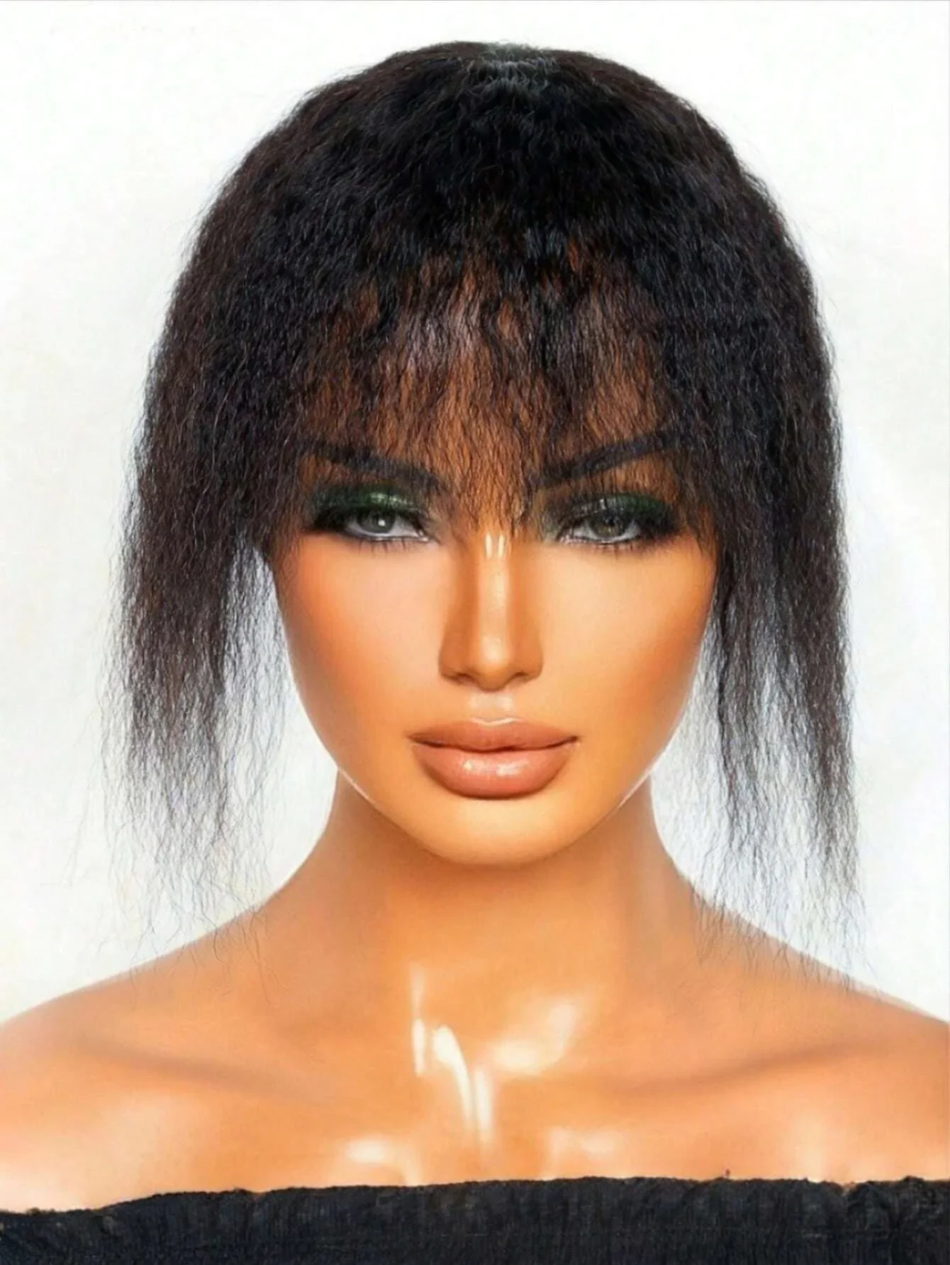 Kinky Straight Hair Clips Echthaar Topper mit Pony Clip in Extensions Naturfarbe_voghion.com