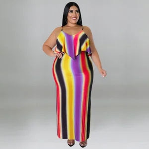 High Quality V-Neck  Print Summer Dress for Plus Size Women Sexy Casual Sleeveless Suspender New Style Natural