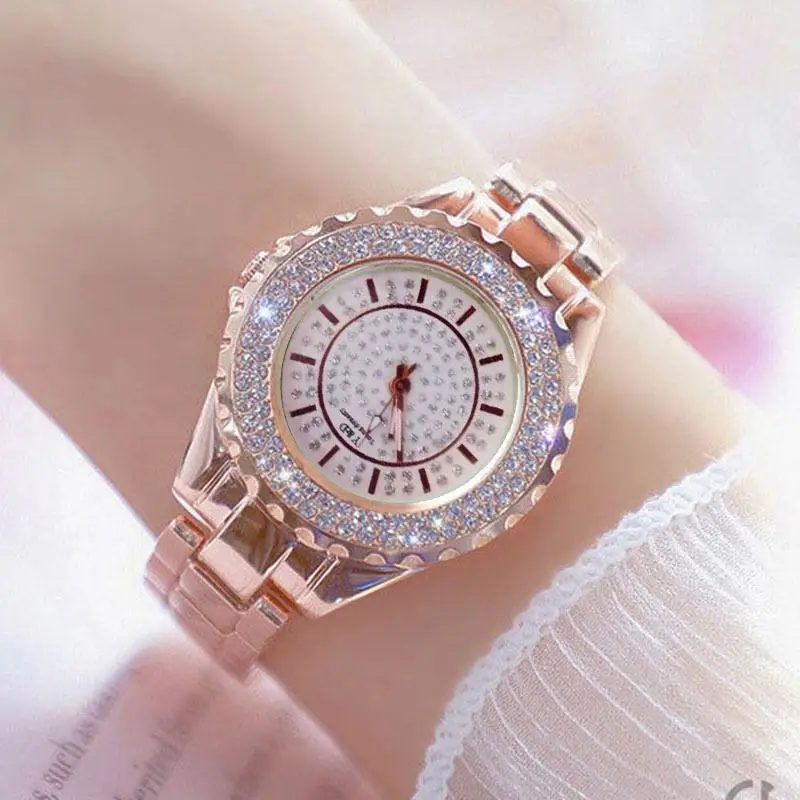 Silver bracelet and pink quartz square face
