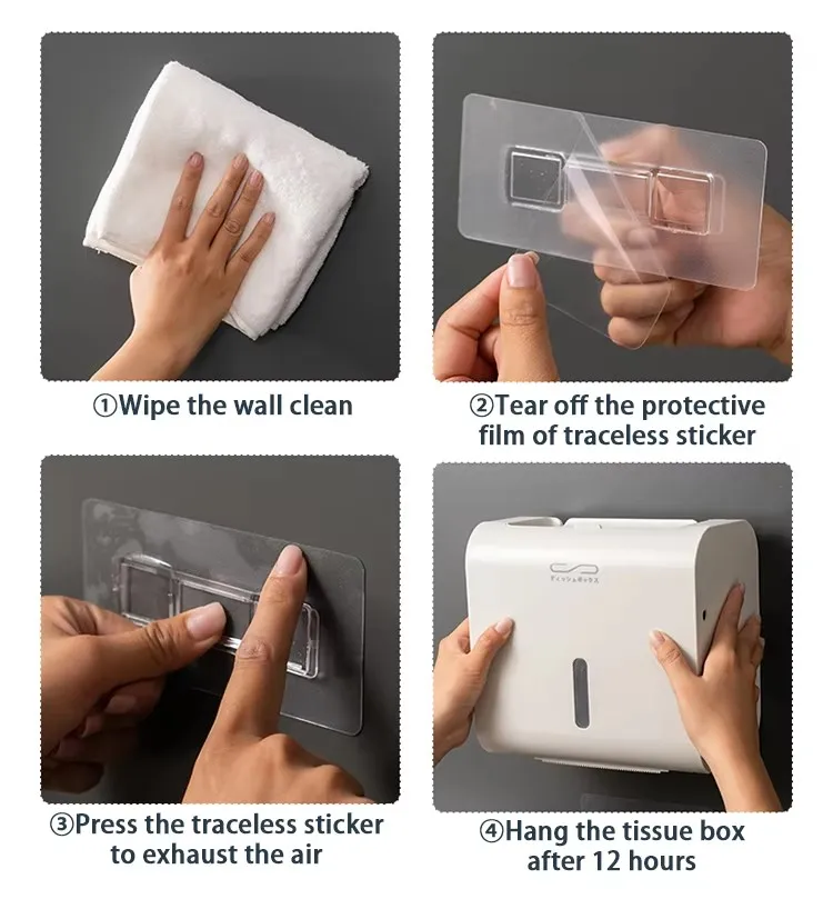 Wholesale Plastic Tissue Dispenser Storage Box Hole-Free Installation Bathroom Paper Holder manufacture