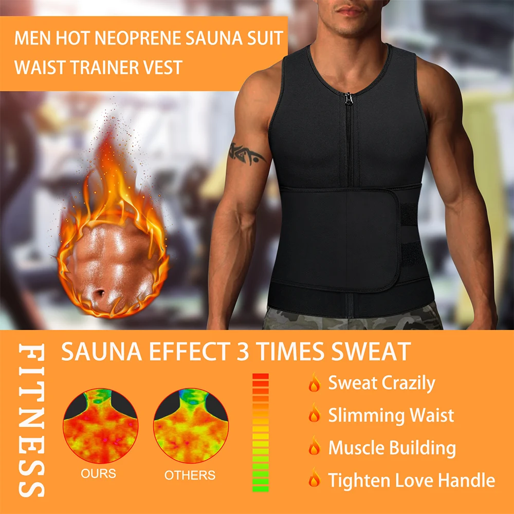 Men's Gym Sauna Top Shirt Crazy Sweat Neoprene Vest
