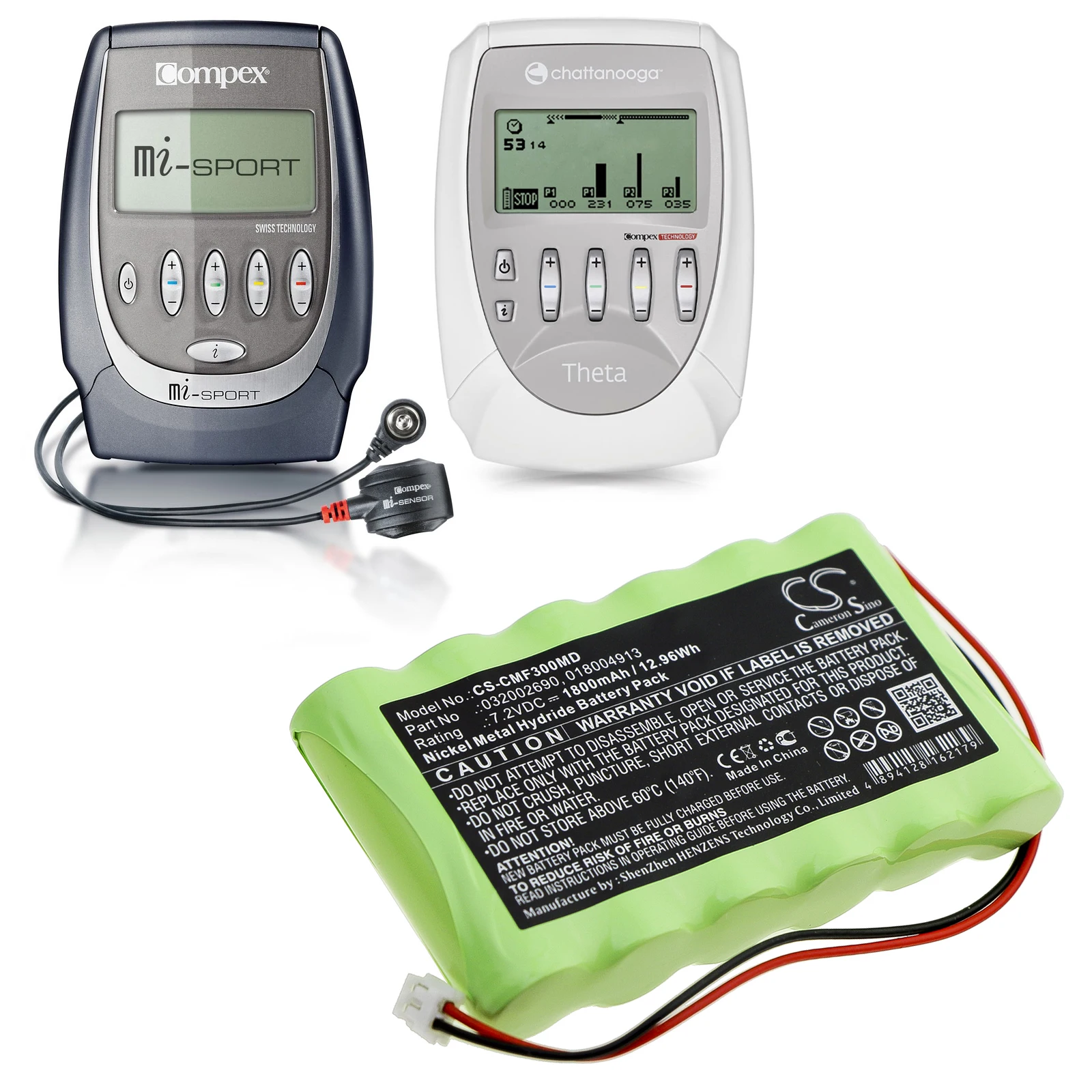 Bateria 1800mAh para Compex MI Fitness Trainer, Mi Sport 500, MI Theta Pro