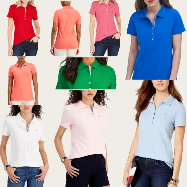 1602 pullover polo shirt for logo embroidery customized women's golf apparel sport wear girls golf clothes