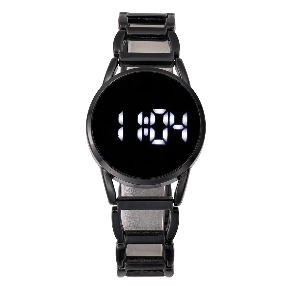 Wholesaler Luxury Steel Strap Round Screen Novelty Snap Bracelet Watch  Metal Band Touch Screen Digital Electronic Watch - Main Image