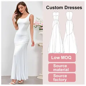 Casual White Dresses for Women Wholesale Custom Elegant Summer Maxi Bodycon Party Dress Ladies Evening Dress Fashion Clothing