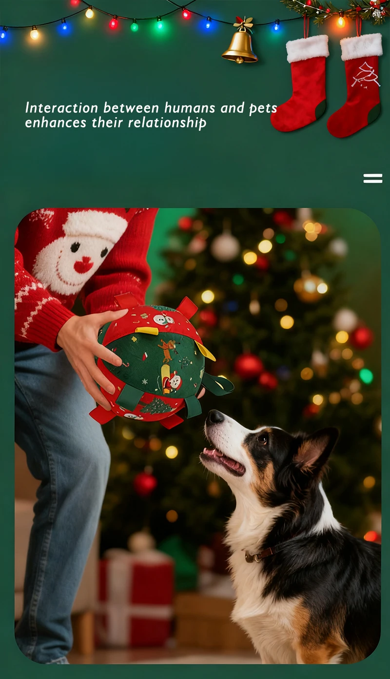 New Christmas Dog Toy Ball Grinding Self Pleasure Reliever Plush Interactive Gnawer Pet Interactive Puzzle Toy factory