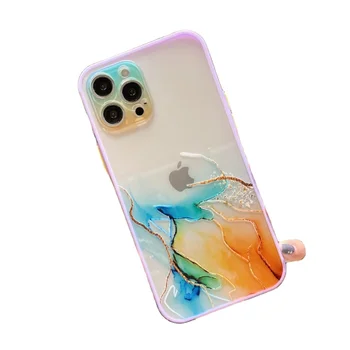 Marbled mobile phone case watercolor varnish Painting Phone Case For iPhone 15 14 13 Pro Max Clear Soft TPU Shockproof Cover