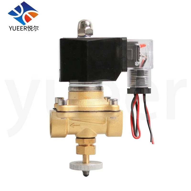 Electronic automatic drain solenoid valve with manual emergency switch manual water brass valve 24v 