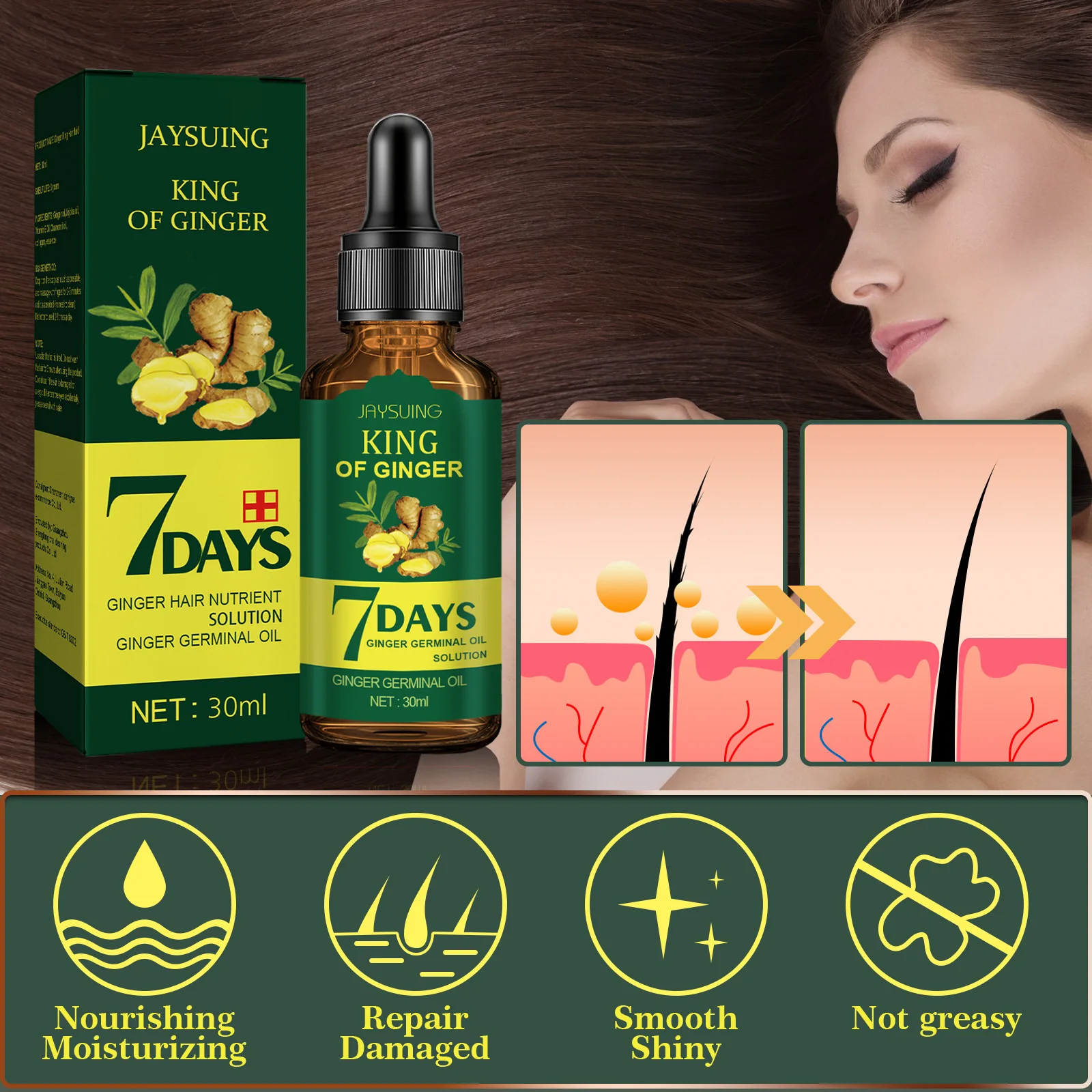 Jaysuing Ginger Germinal Serum Essence Oil Natural Hair Loss Treatment Effective Fast Growth 2247