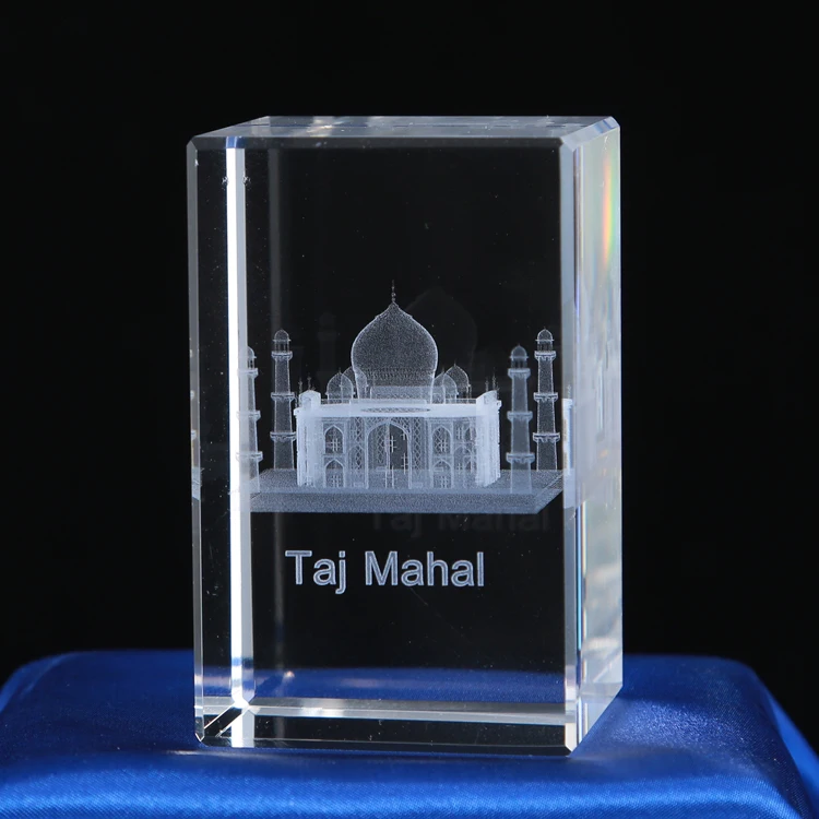 Nou design profesional personalizat 3D Taj Mahal Cadouri Crystal Laser Gravura Crystal Taj Mahal