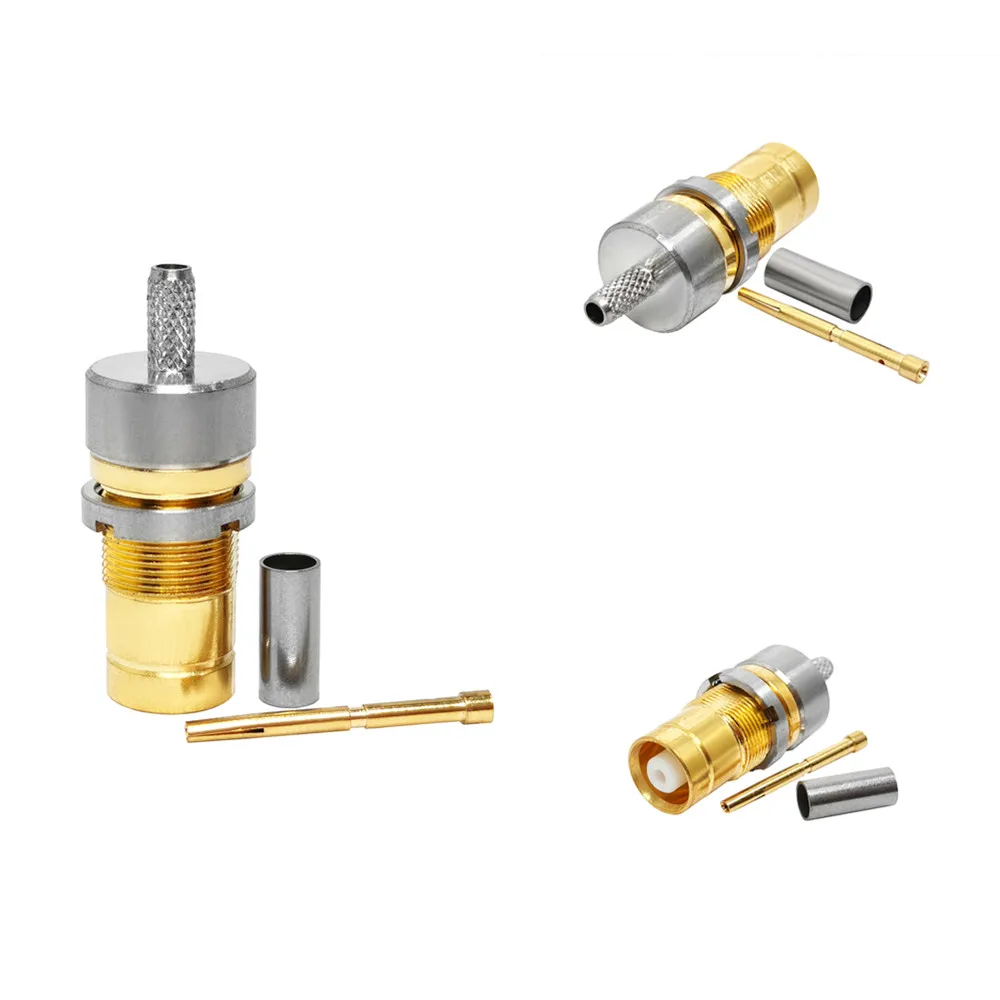 Mini DIN 1.6/5.6 Female Jack Straight Bulkhead  Crimp Rf Coaxial Connector for  Flex 2 RF Coaxial Cable L9 RF Connector