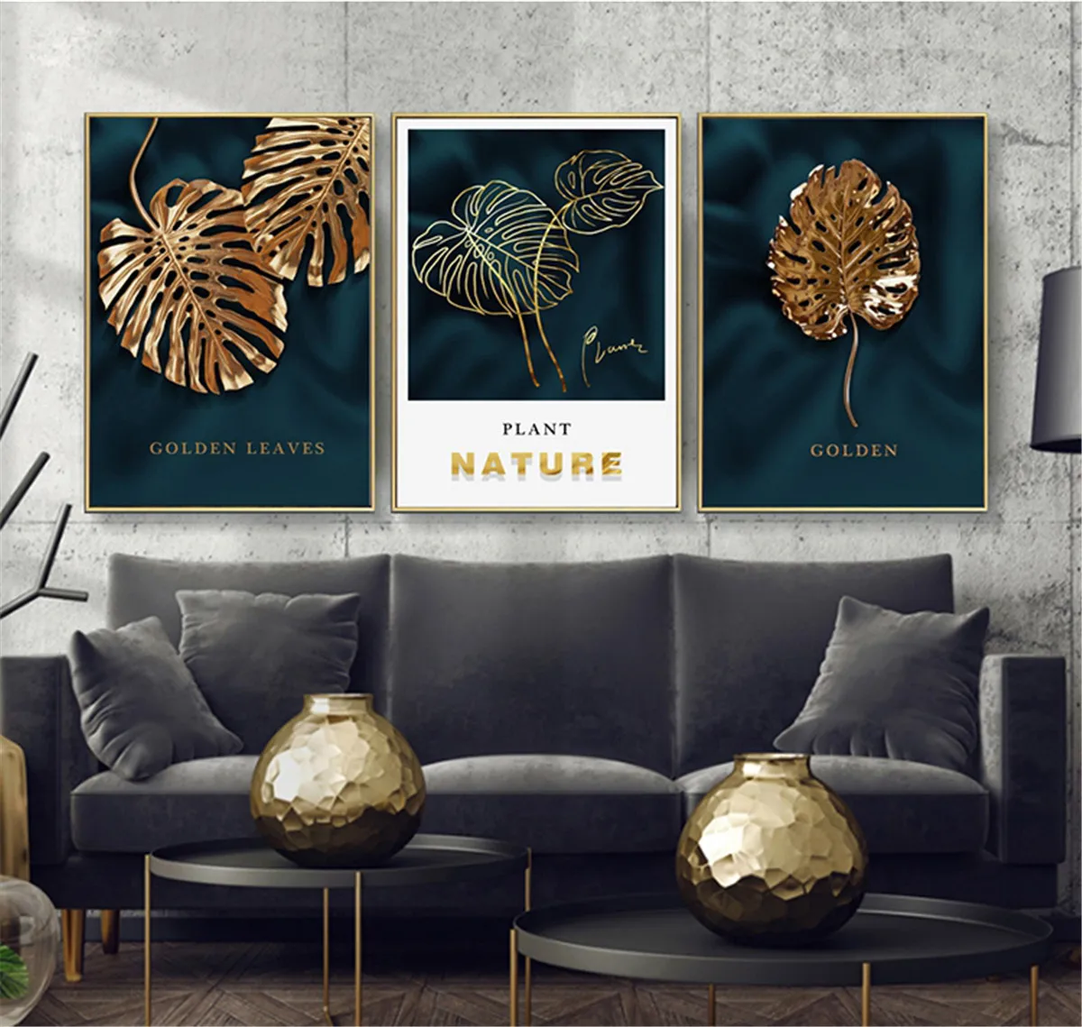 golden leaves lit wall art