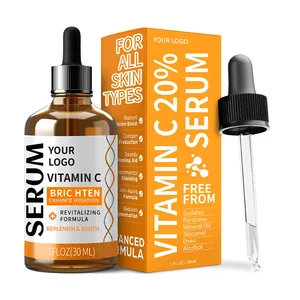 Organic Skincare Eye Serum Squalane Vitamin C Hyaluronic Acid Collagen & Moisturizing Anti-Puffiness Brightening Firming