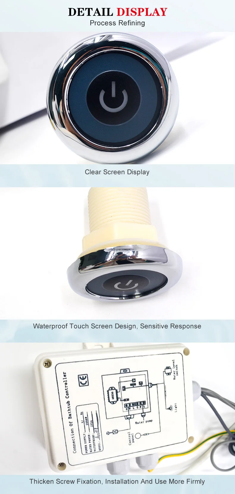 Foshan Sowo Factory Massage Bathtub Spa Control Panel A01 Ce Whirlpool