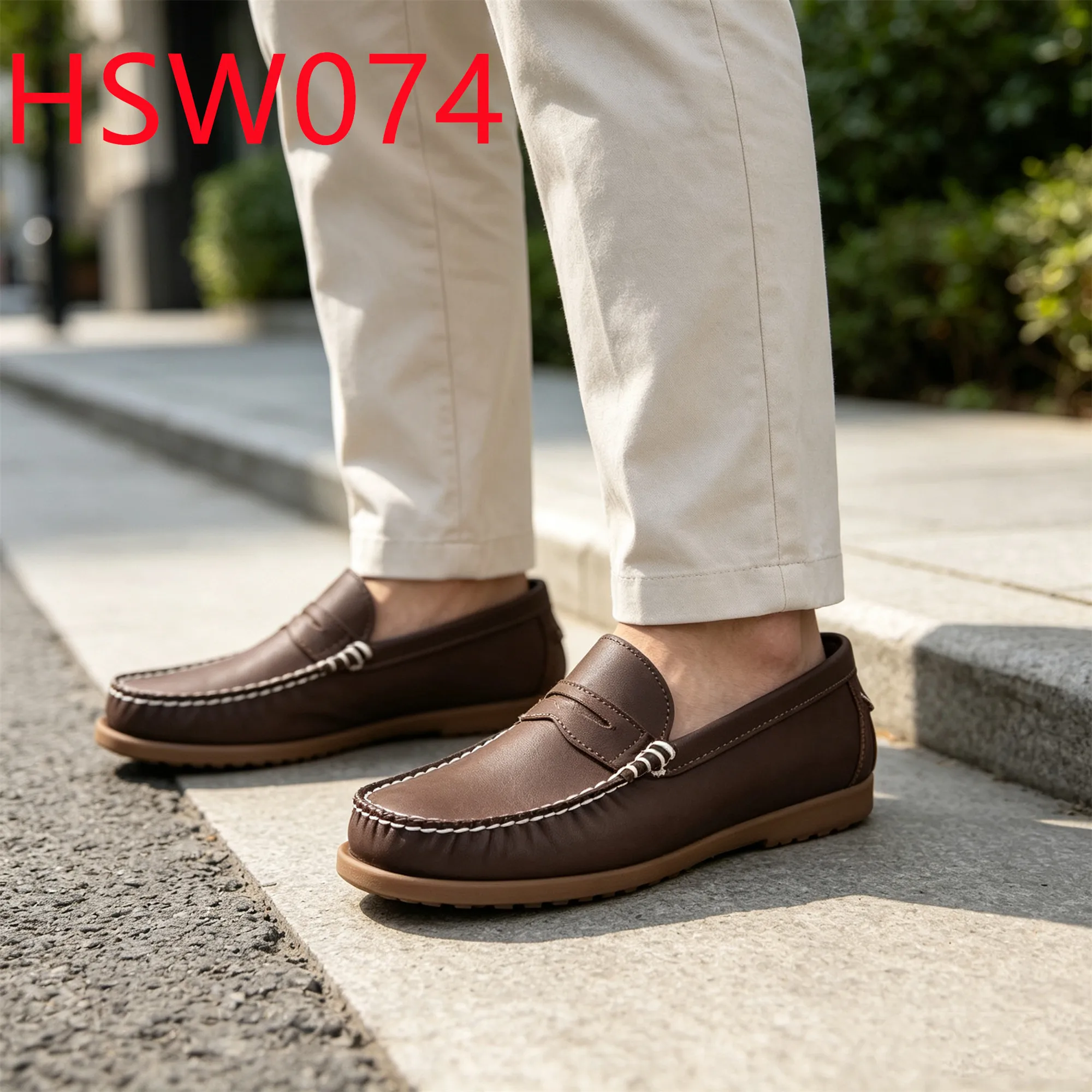 HY,Island Vacation Mask-style Black/brown Hua Singh Boat Shoes Leisure Travel 20 Pairs Available Handmade Loafer Shoes HSW074