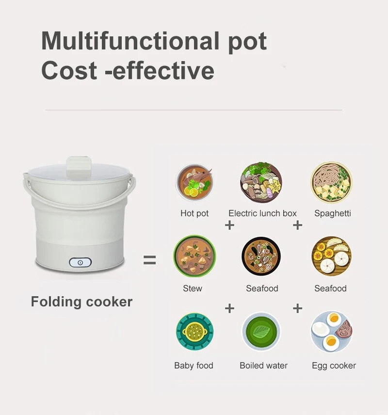 Foldable Electric Cooker Collapsible Heating Pot Electric Boiling