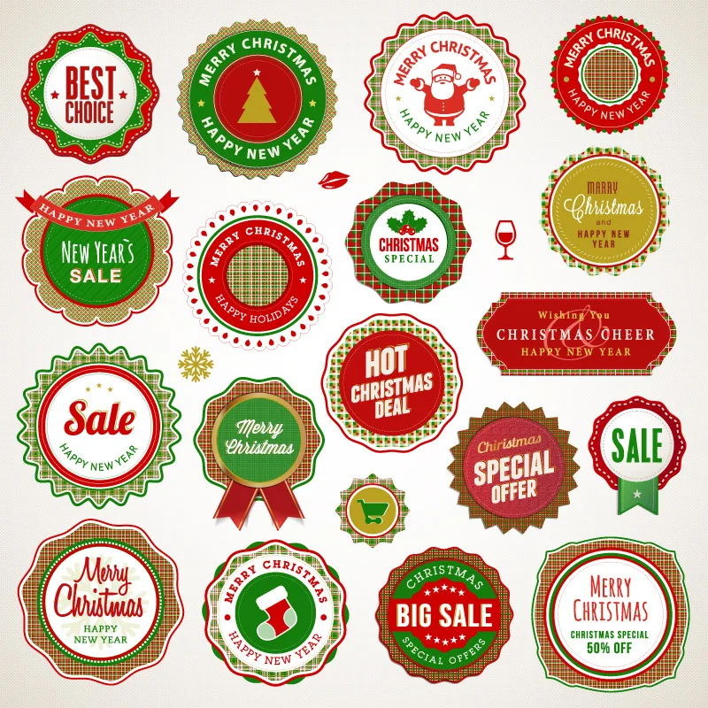Christmas Stickers Custom Kraft Paper Adhesive Waterproof Cartoon Colorful Gift Wrapping Diary Decoration Stickers Printing