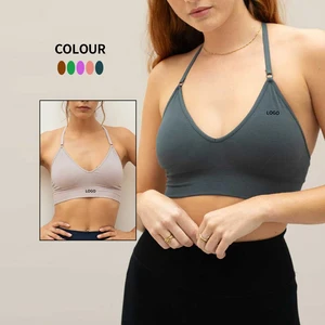 OEM Custom Eco-Friendly Lightweight High Support Active Sports Bra Women Breathable Yoga Wear Reversible Print Front Plus Size