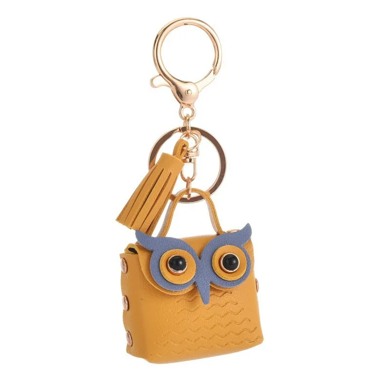 Pu Leather Owl Decor Bag Charm Keychain Key Ring Bag Pendant