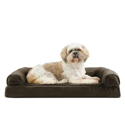Custom logo dog bed brown super soft velvet pet bed memory foam dog bed manufacture NO 3