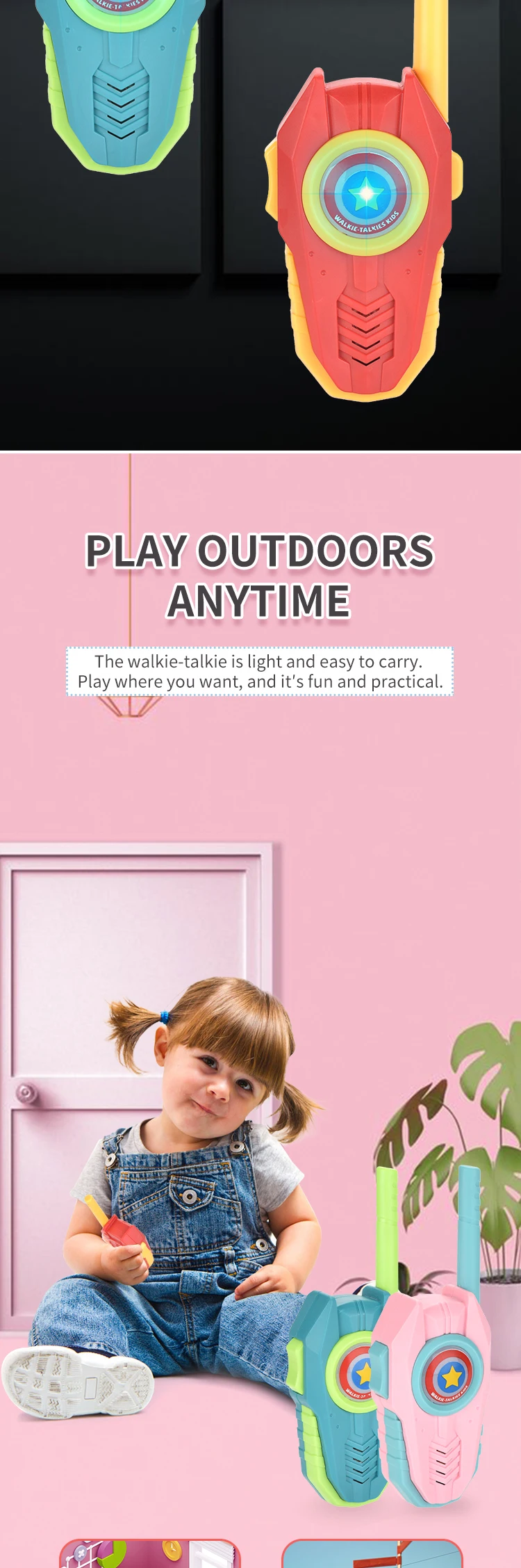 Outdoor Two Way Radio Walkie Talkie Toys Kids Long Range Walkie Talkies