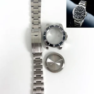 Factory Customized SUB LOGO Ceramic Bezel Watch Accessories 40mm Stainless Steel Case Set Suitable for 8215/2813/NH35 Movement