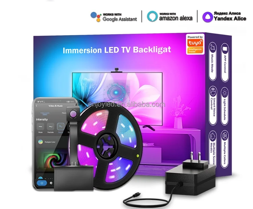 55-65 Inches Smart TV Backlights Strip 12V APP Control RGBIC LED Strip ...