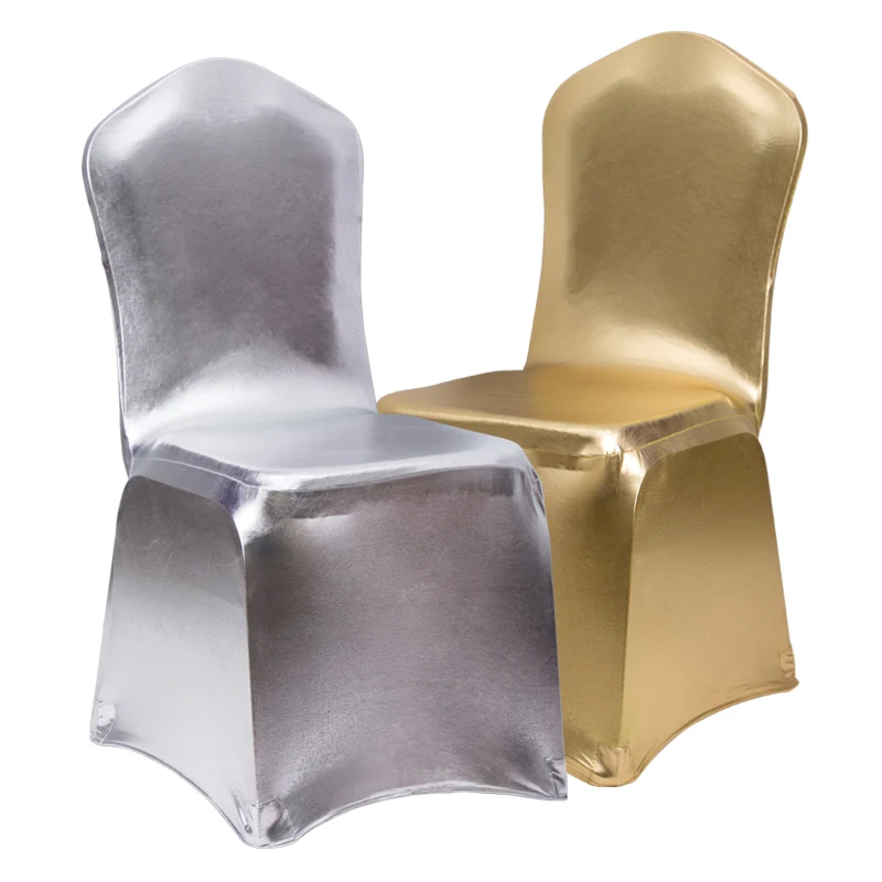 Party Themes Gold Chair Cover Pattern Wedding Metallic Gold Spandex Sequin Chair Cover