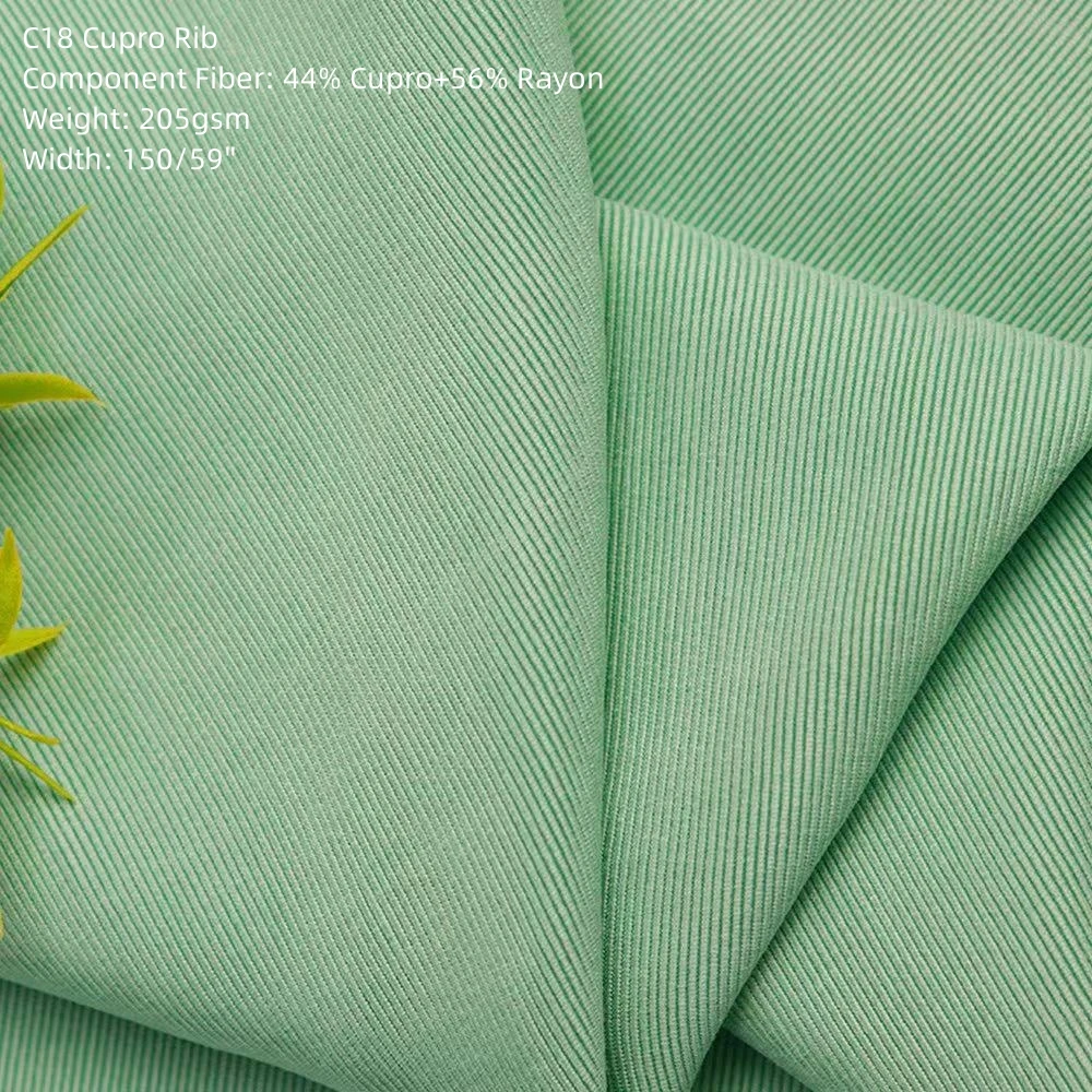 C18 Cupro ребро сплошного цвета 46% 54% Вискоза ткань