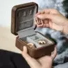 Walnut wood dark chocolate mini jewelry box